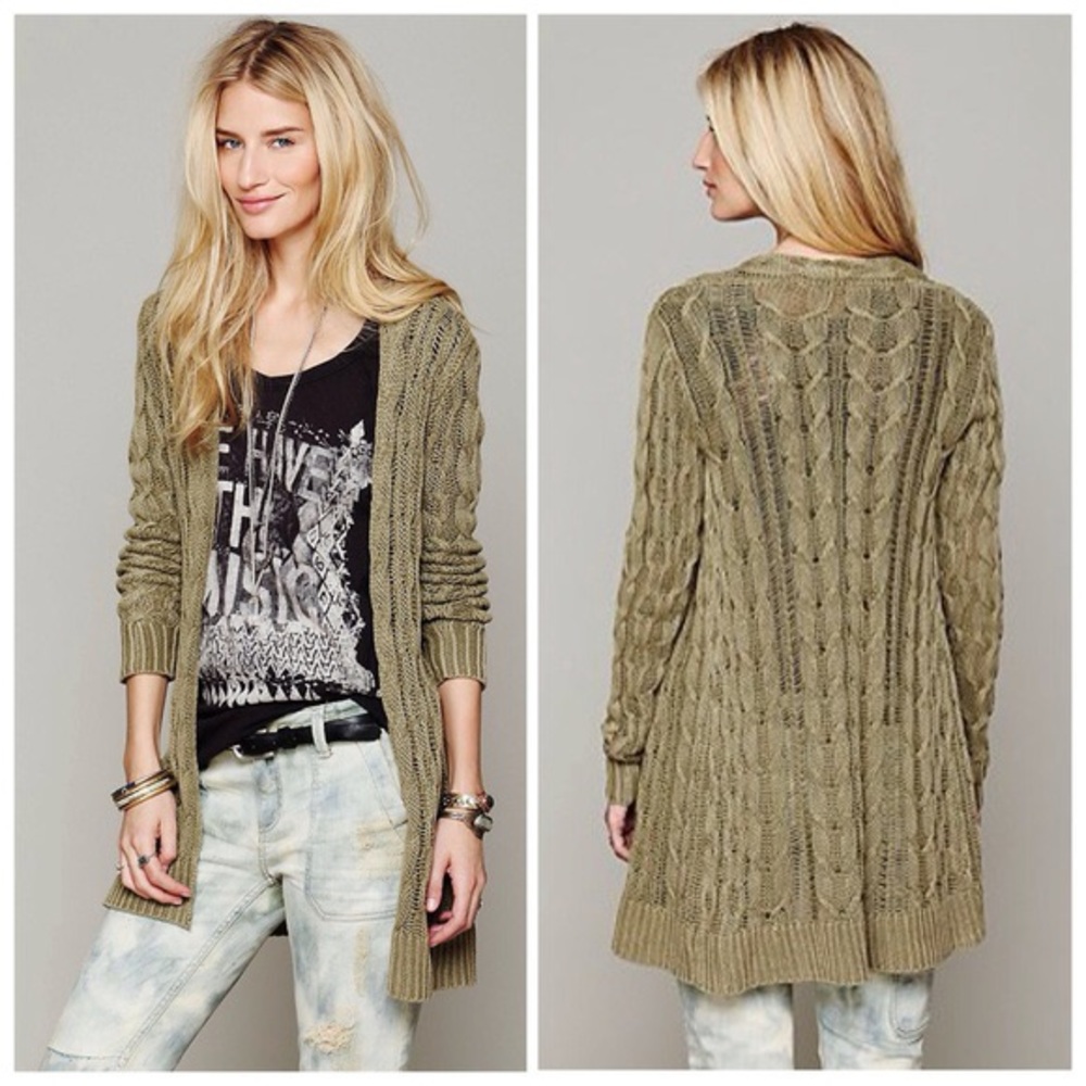 Free people olive green Cardigan